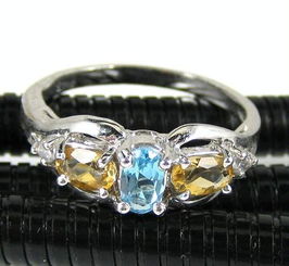 欧美外贸珠宝出口热销 天然黄水晶与托帕石925银戒指全解析